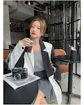 Women's Color Matching Suit Jacket Loose Design Niche Small Sized. Stylish and comfortable, perfect for a unique, flatte — photo 1