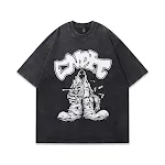 American Hip Hop Cartoon Vintage Print T-shirt Men Half Sleeve Comfortable Retro Style — photo 4