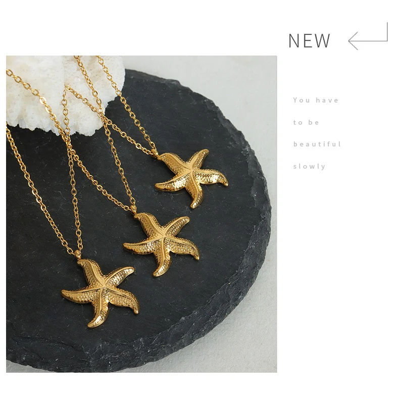 Title 4, Colar Estilo Férias com Pingente Estrela do Mar...