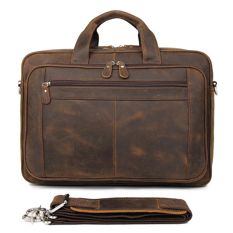 Title 3, Bolsa masculina para notebook em couro Crazy Ho...