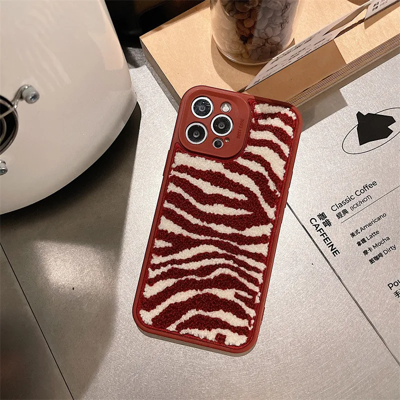Title 8, Plush Horse Pattern Phone Case Silicone Shockpr...