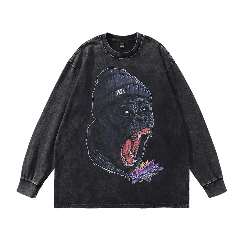 High Street Rock Wind Vintage Old Bottoming Long Sleeve T-shirt offers vintage style and all-day comfort, perfect for la — photo 3