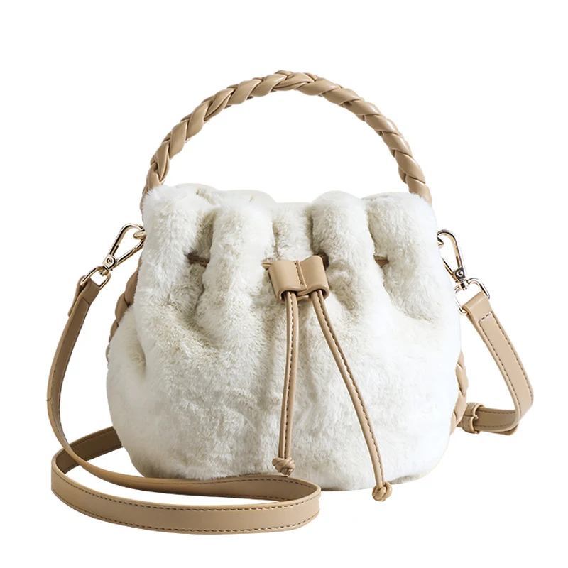 Title 2, Fried Dough Twist Braid Portable Plush Bucket Bag