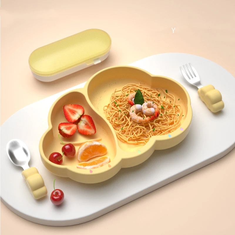 Cartoon Cloud Silicone Baby Learning to Eat Dishes and Tableware Set, Non-Slip, Safe, Soft, and Easy to Clean. — photo 6