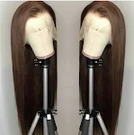 Women's brown long straight hair chemical fiber headgear wig. Achieve a natural and stylish look effortlessly, suitable — photo 3