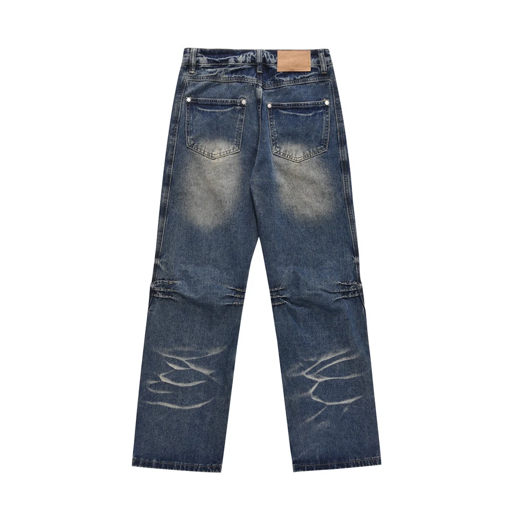 Gewassen witte denim rechte broek voor heren. Comfortabele en stijlvolle broek voor dagelijks gebruik. De perfecte basic voor een casual look en veel outfits. — foto 5