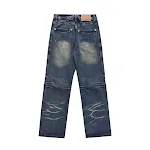 Gewassen witte denim rechte broek voor heren. Comfortabele en stijlvolle broek voor dagelijks gebruik. De perfecte basic voor een casual look en veel outfits. — foto 5