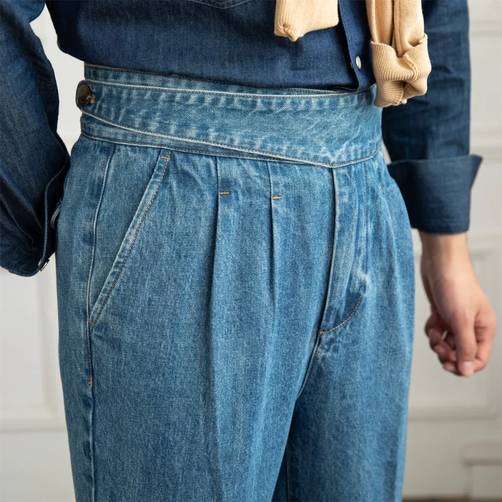 Men's Versatile Leisure Denim High Waist Straight Pants, Comfortable and Stylish for Everyday Wear — photo 4