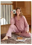 Couple's Long Sleeve Knitted Modal Cotton Pajamas. Experience ultimate comfort and relaxation with this soft and breatha — photo 2