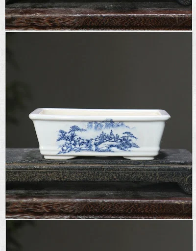 Title 2, Rectangular Hand Painted Ceramic Basin with Flo...
