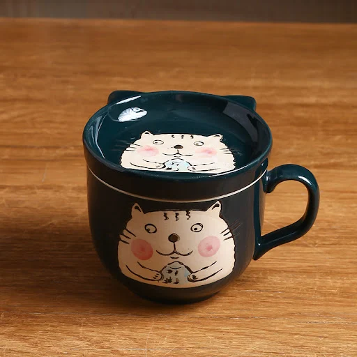 Title 14, Large Capacity Ceramic Cup With Lid, Spoon Set ...