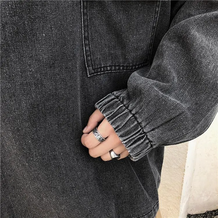 Title 3, Jaqueta Gola Alta Masculina Moletom Jeans Lavad...