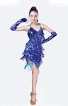 Saia Latina com Franjas e Lantejoulas para Dança, Vestido para Apresentação no Palco. Ideal para performances vibrantes e memoráveis — foto 3