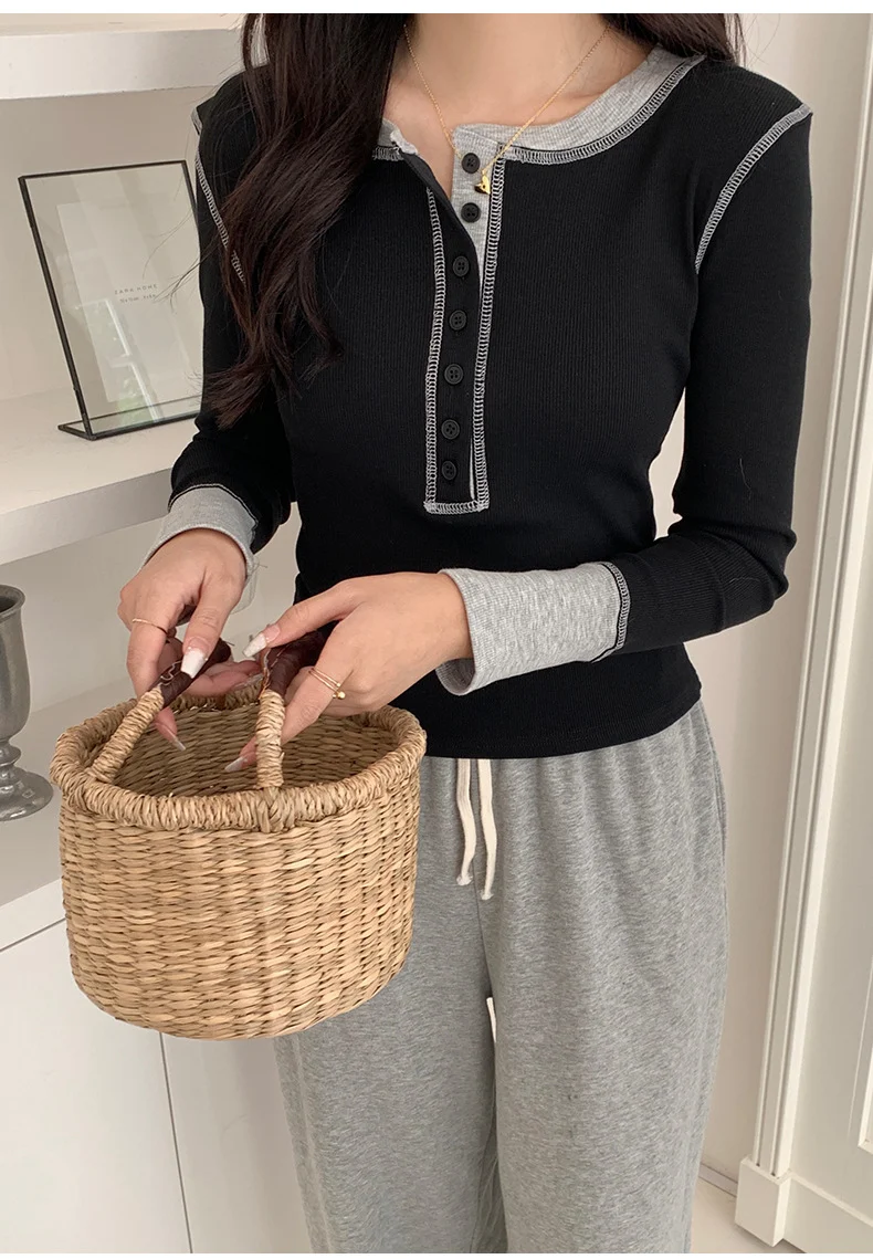 Title 6, Womens Long-Sleeved T-shirt Round Neck Top Ver...