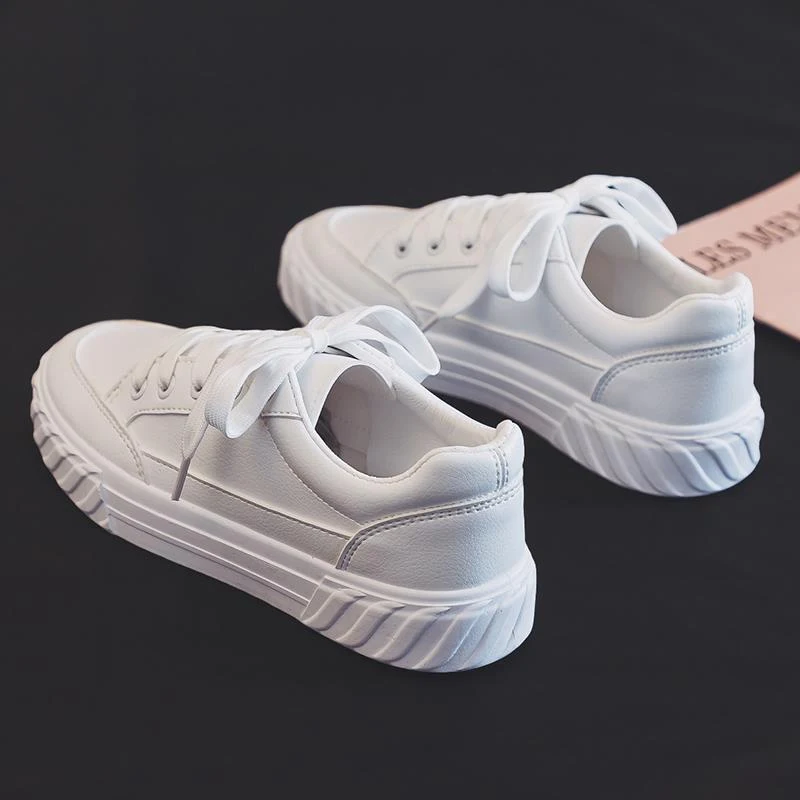 Title 5, White casual flat shoes for women, ins style. C...