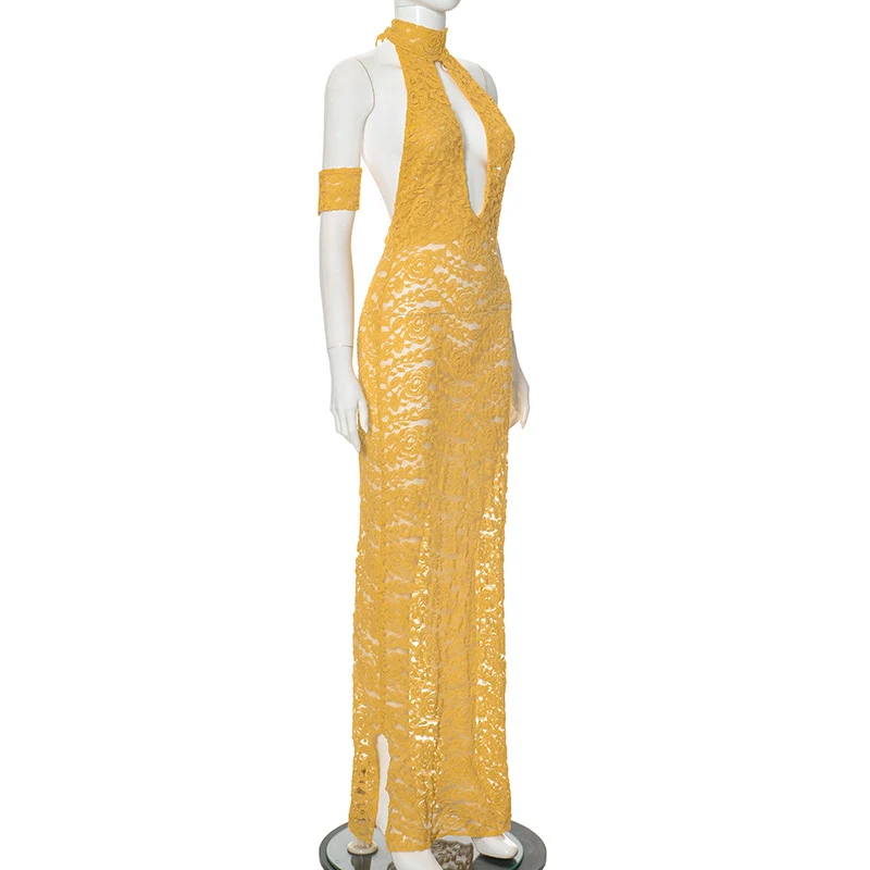 Title 3, Chest Wrap Lace See-through Slim Fit Backless D...