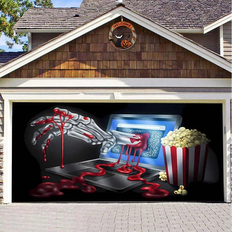 Halloween Garage Background Decoration Hanging Cloth. Create a spooky atmosphere in your garage with this easy to hang a — photo 24