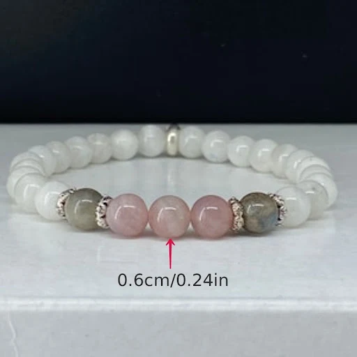 Title 2, Pulseira de pedra porcelana branca e cristal na...