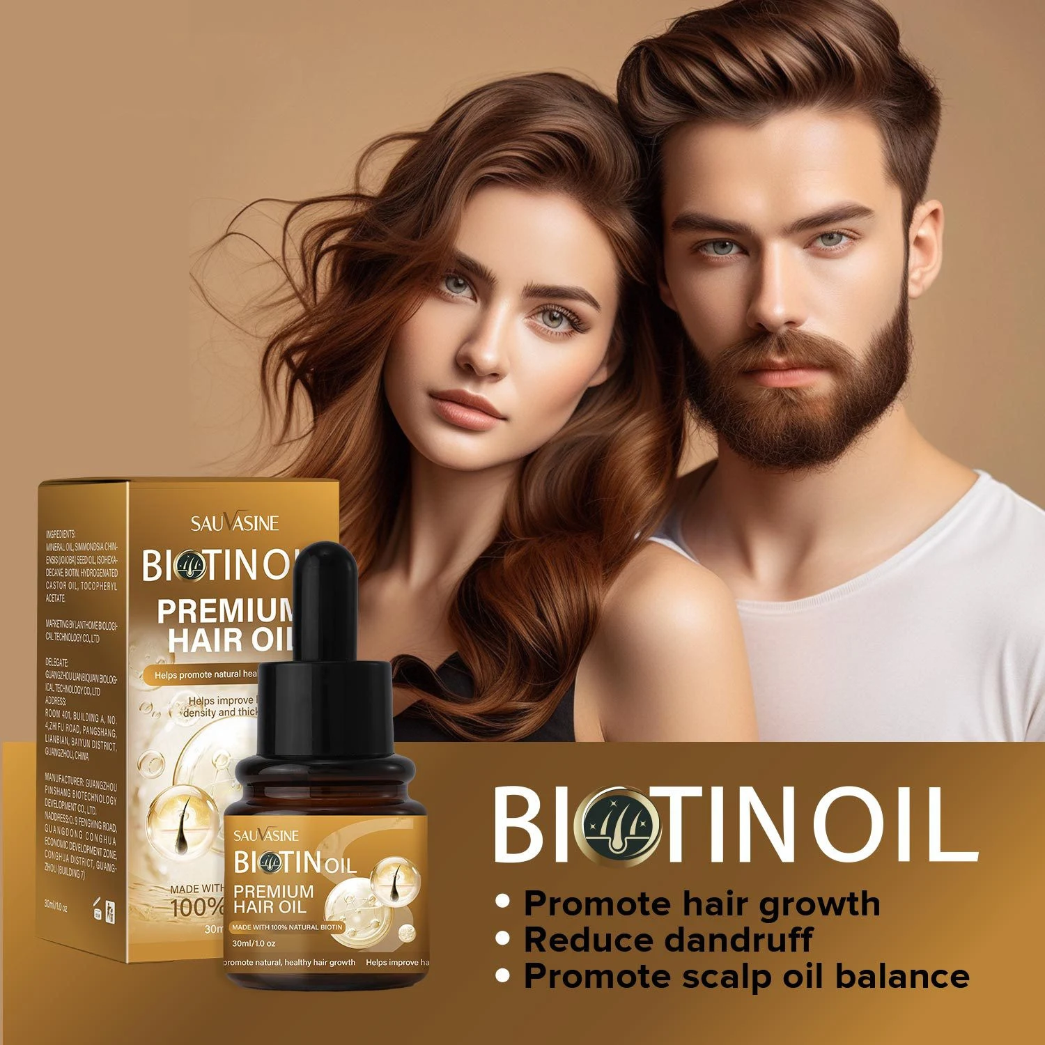 Óleo Capilar de Biotina 30ml Hidratante Reparador para Cabelos Fortes e Brilhosos, Estimula o Crescimento Natural e Hidrata — foto 2