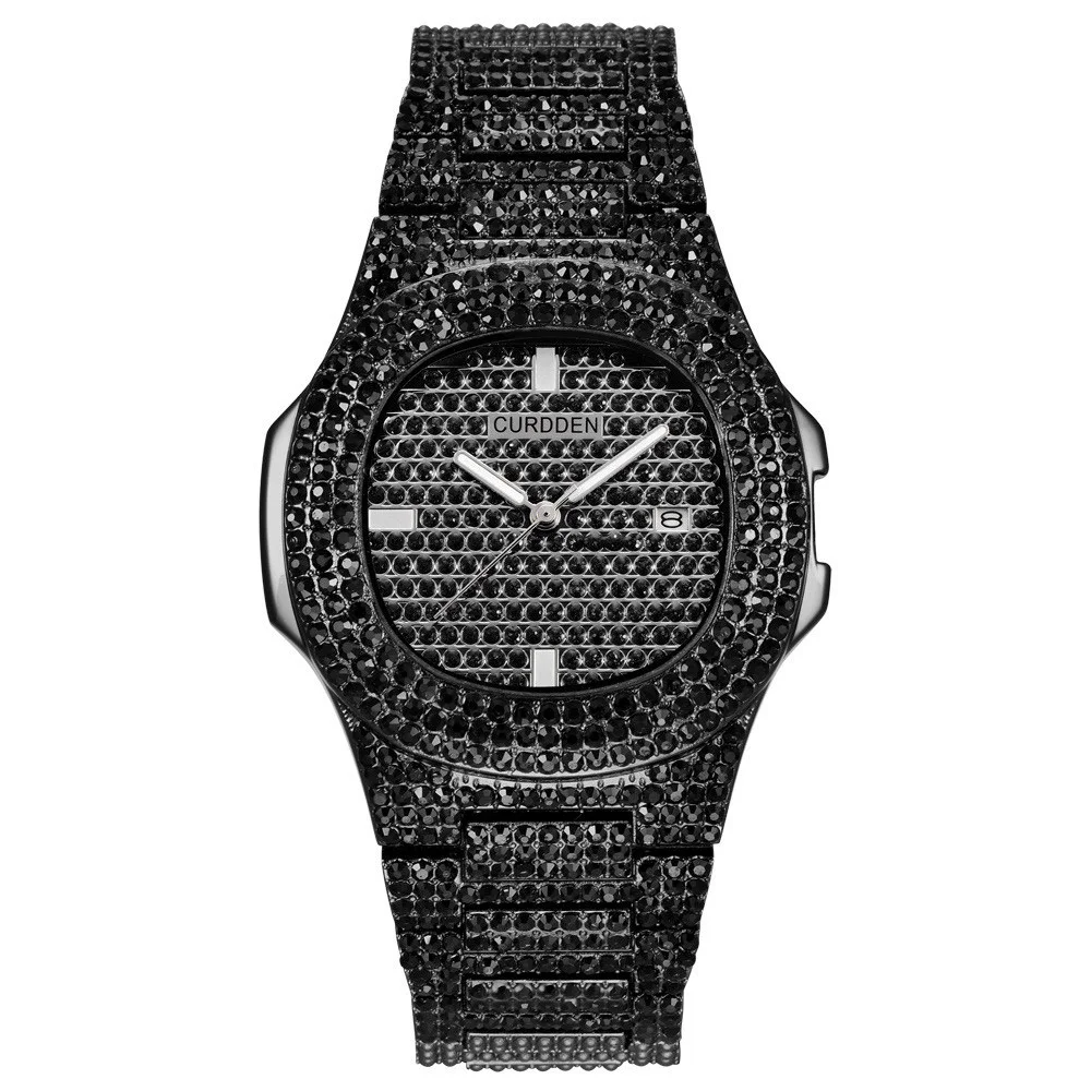 Relógio de luxo masculino dourado com diamantes ICE-Out Bling, dropshipping, para um visual elegante e sofisticado. — foto 13