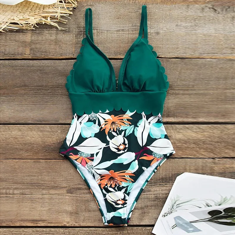 Printed high-waisted one-piece swimsuit for women. Experience comfort and style while enhancing your figure with this fl — photo 3