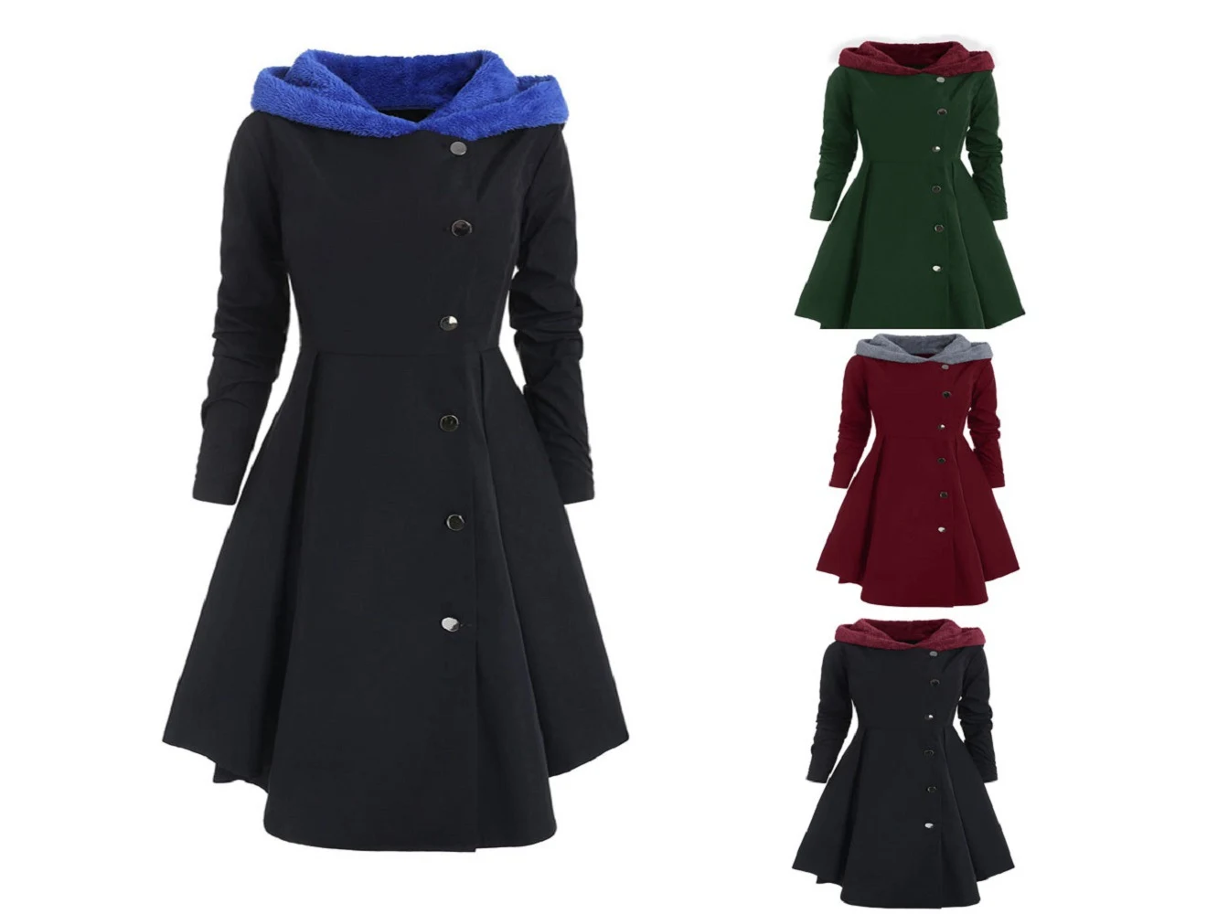 Retro Hooded Windbreaker Long Slim Slimming Coat — photo 1