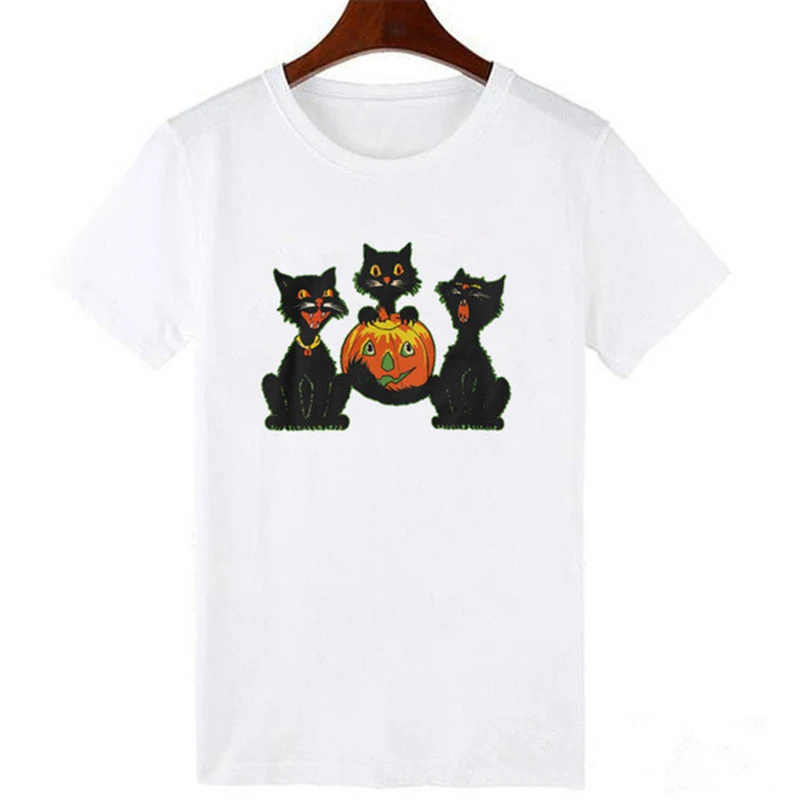 Camiseta de manga curta europeia e americana com estampa de pata de gato preto EBay — foto 11