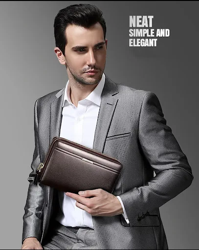 Title 1, Carteira clutch masculina com múltiplas divisór...