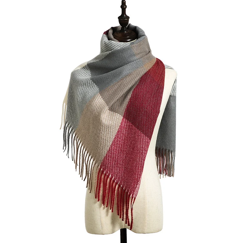 Title 7, Winter British Style Plaid Fringed Shawl