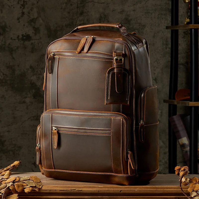 Title 1, Handmade Leather Backpack for Men British Style...