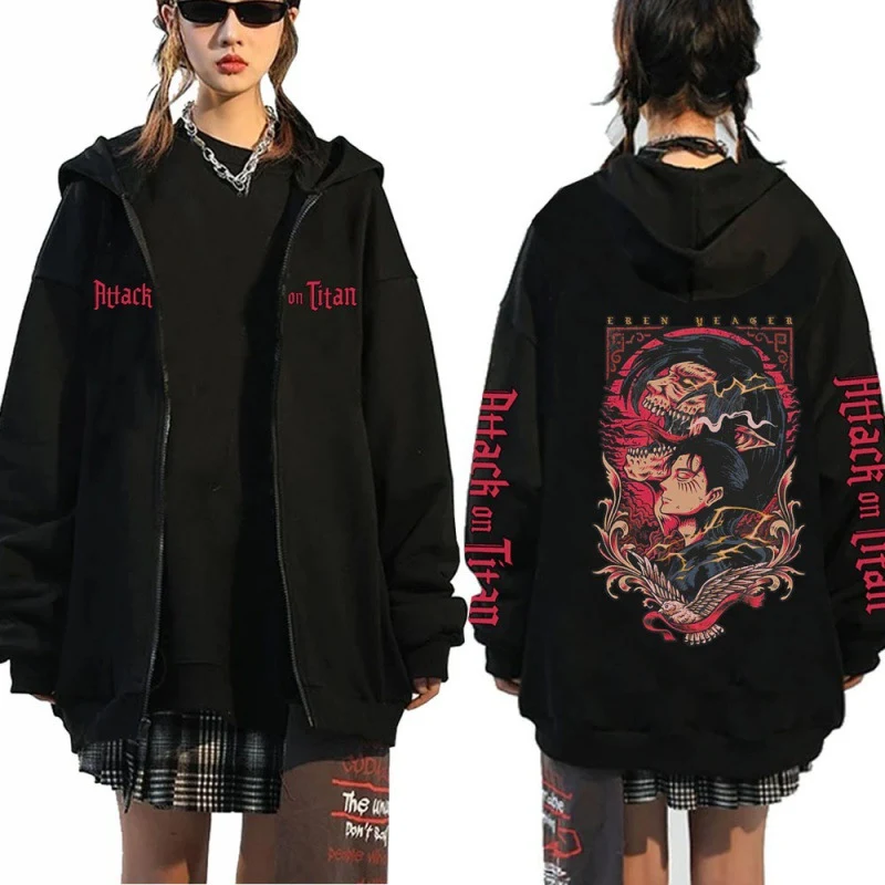 Sudadera con cremallera estampada unisex para otoño e invierno. Cálida, con capucha y abrigo, ideal para un look cómodo y a la moda. — foto 5