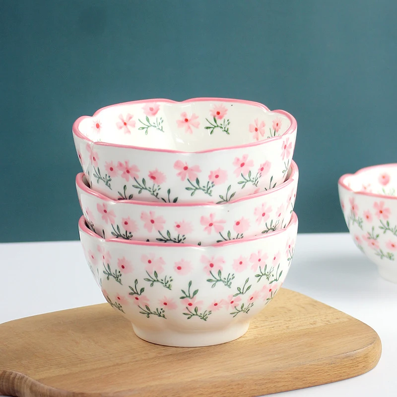 Japanese Style Small Broken Flower Ceramic Lace Rice Bowl, perfect for individual servings and adding a touch of eleganc — photo 4