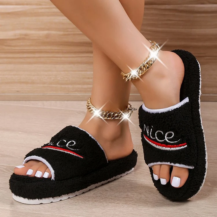 Pantofole da casa peep toe da donna invernali in pelliccia. Calde e accoglienti per un comfort senza pari. Goditi il relax a casa! — foto 2