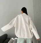 Loose casual European and American style women's coat with stand collar, large pockets, solid color, offering comfort an — photo 1