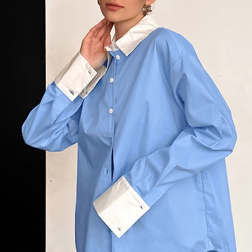 Common Blue And White Casual Women's Blouse — photo 3