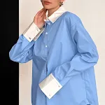 Common Blue And White Casual Women's Blouse — photo 3