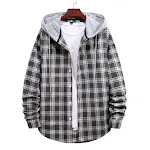 Camisa xadrez masculina jaqueta com capuz outono casaco casual quente manga longa para homem elegante — foto 11