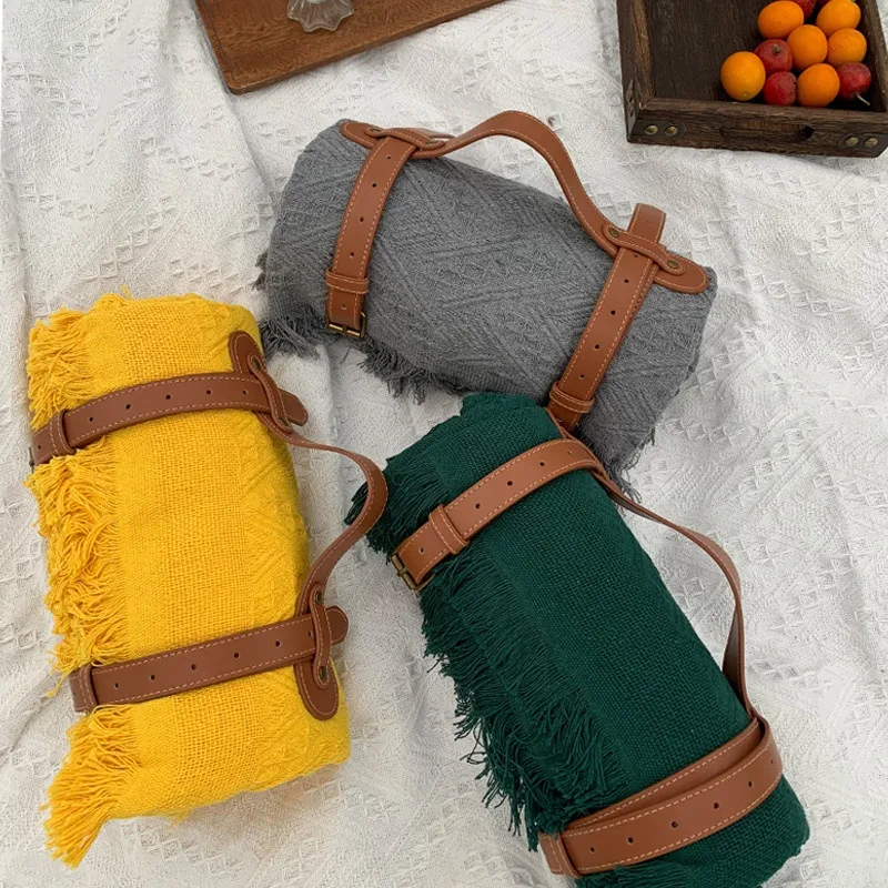 Title 3, New Chessboard Plaid Knitted Thickened Camping ...