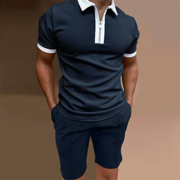 European and American Men's T-shirt with lapel, casual stitching suit, providing a comfortable and stylish everyday outf — photo 1