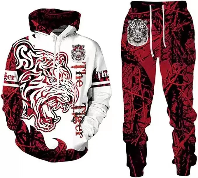 Creatieve bedrukte hoodie sportpak voor heren en dames, tweedelig, comfortabel en stijlvol, ideaal voor sport en vrije tijd. — foto 11