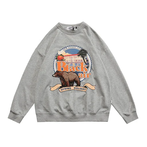 Title 5, Retro print embroidered 3D bear sweatshirt, lon...
