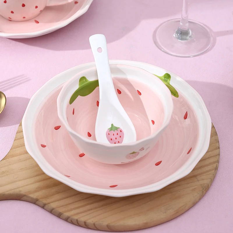 Title 6, Cute Girl Strawberry Series Tableware Cartoon D...