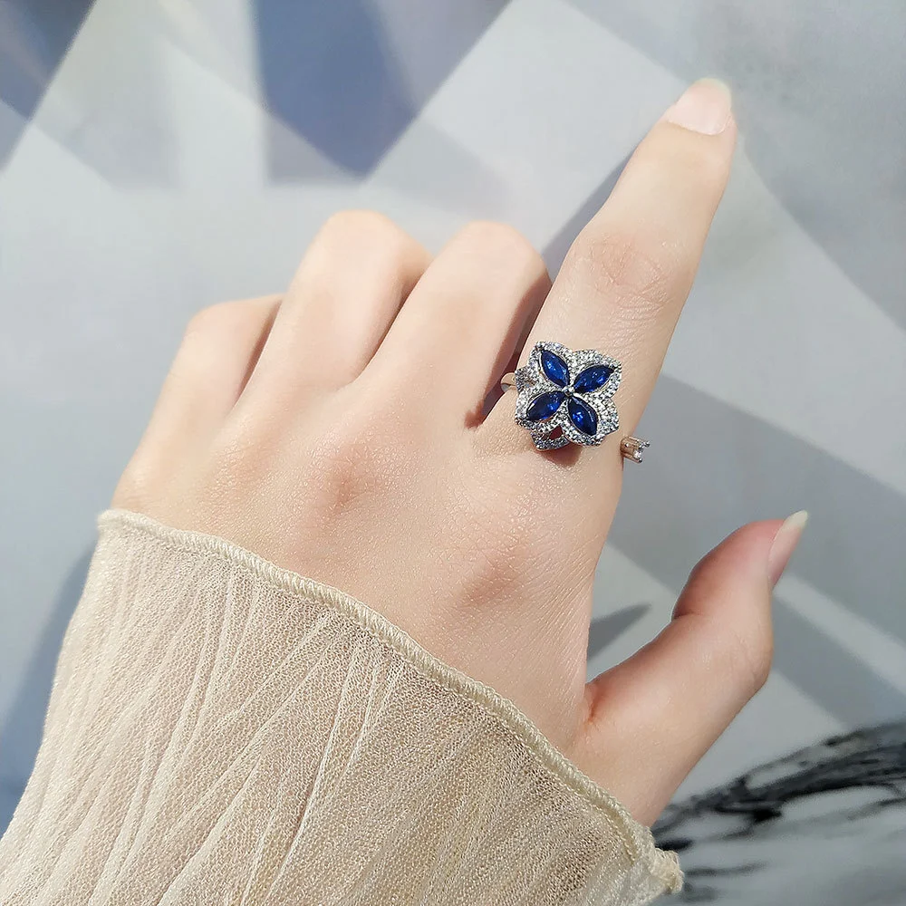 Anel feminino de zircônia micro-set anti-ansiedade e descompressão. Alívio do estresse com design elegante e moderno. — foto 5