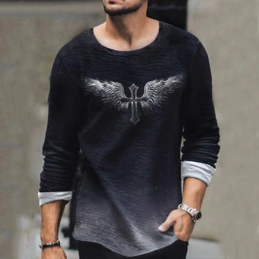 Title 6, Summer Loose Gray Collarless Sports Short Sleev...