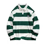 Camisas Polo Listradas em Algodão Perolado Estilo Hong Kong para Casais, Combinando, com Gola e Conforto. Perfeitas para Looks Coordenados e Elegantes. — foto 2