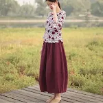Loose and Comfortable Cotton Linen Retro High Waisted Skirt, offering a relaxed fit and a flattering, vintage-inspired s — photo 15