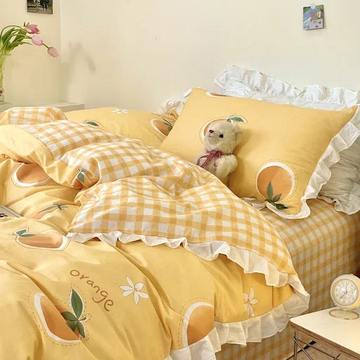 Title 15, Jogo de cama floral de algodão, quatro peças, e...