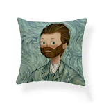 Fronha com estampa de menina de desenho animado, pintura a óleo, almofada misturada. Conforto e arte para decorar seu lar. — foto 9