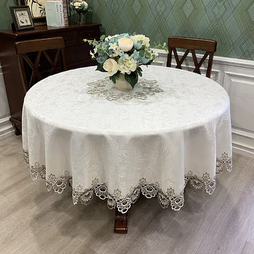 Title 6, Lace Round European-style Table Cloth Simple So...