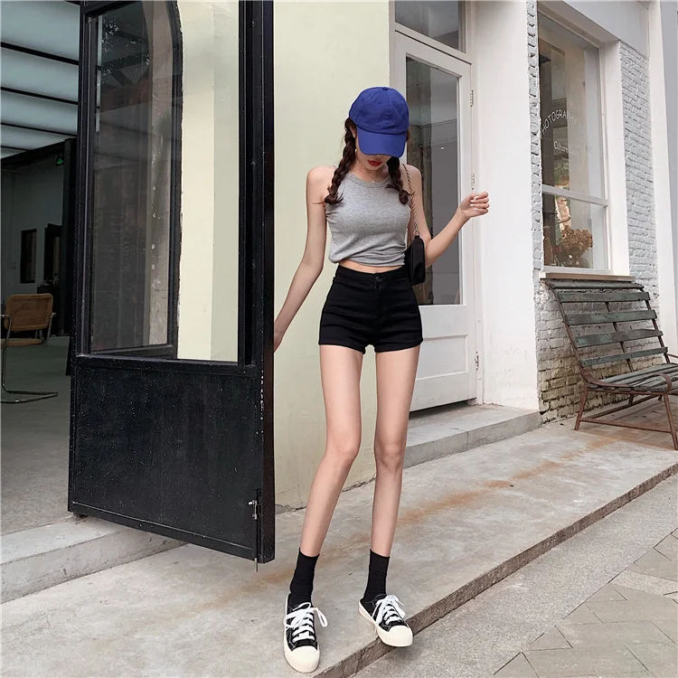 Title 40, Dames A-lijn denim shorts met hoge taille en st...